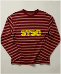 Gestreepte longsleeve bordeaux met gele STSO van 72.71 Clothing – productfoto