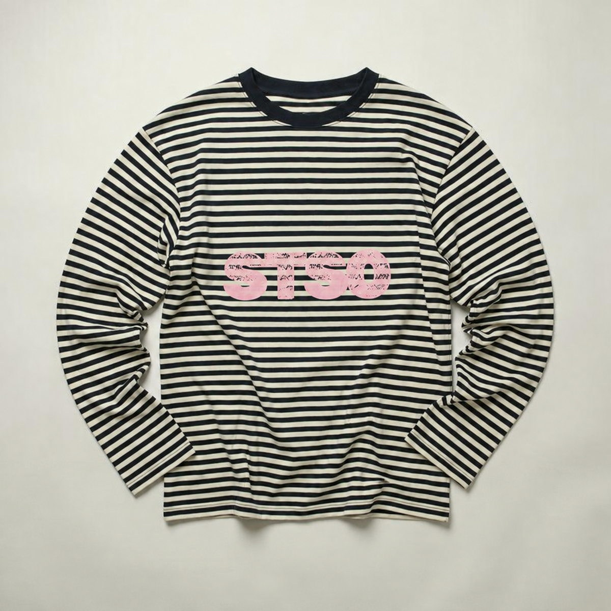Gestreepte longsleeve navy met roze STSO van 72.71 Clothing – productfoto