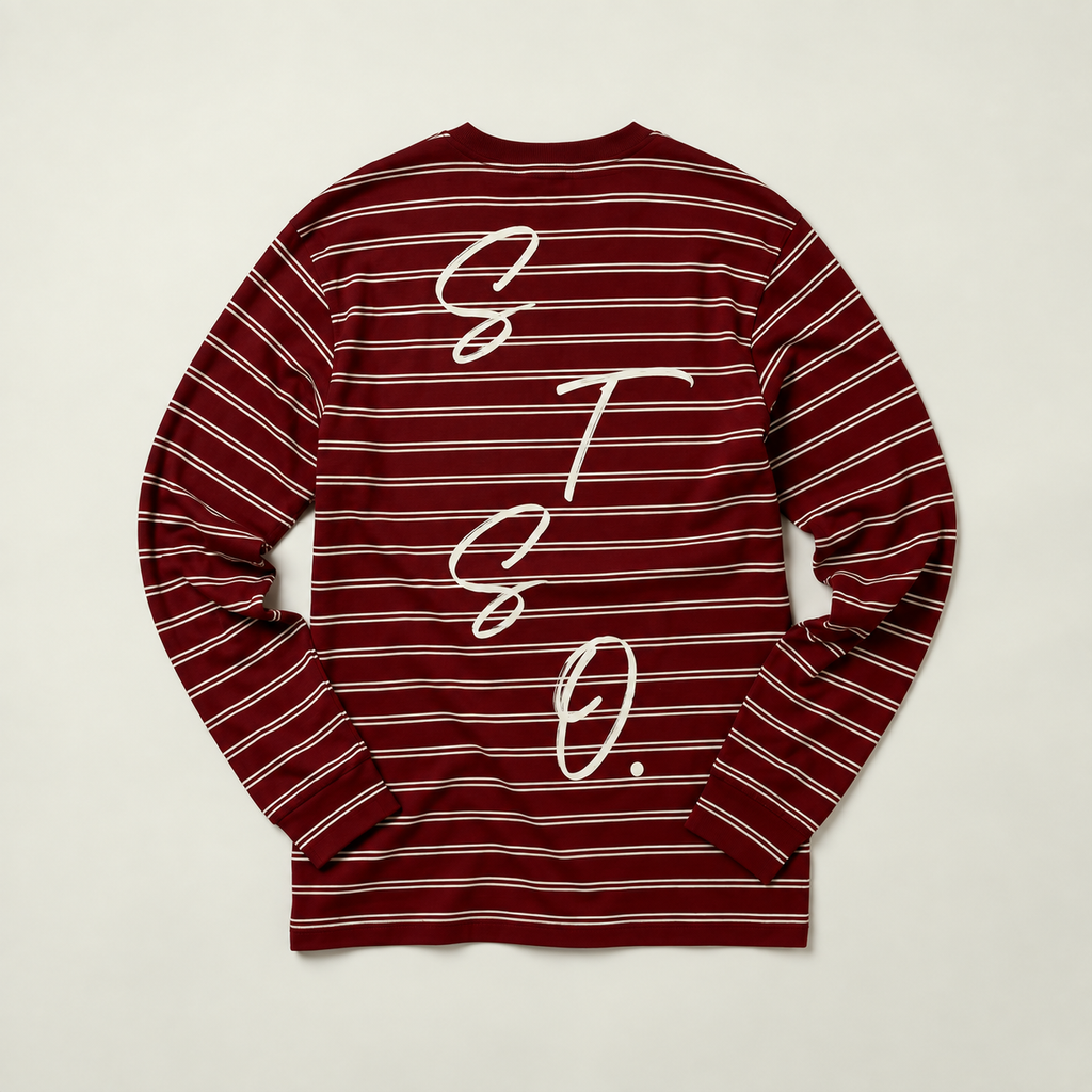 Gestreepte longsleeve bordeaux – Circle of Friends van 72.71 Clothing – productfoto