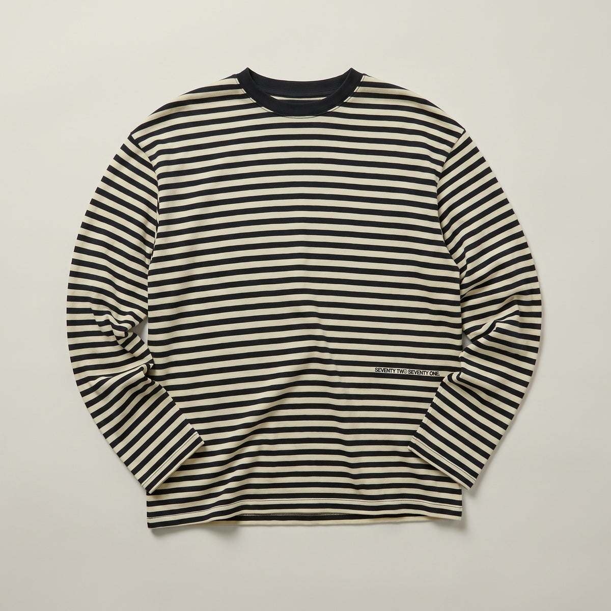 Gestreepte longsleeve navy – Seventy Two Seventy One van 72.71 Clothing – liggend, voorkant