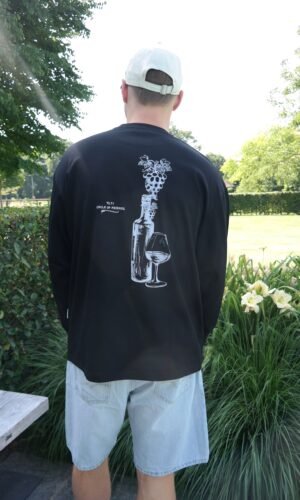 Home 1 Wijnfles backprint zwart longsleeve van 72.71 achterkant productfoto